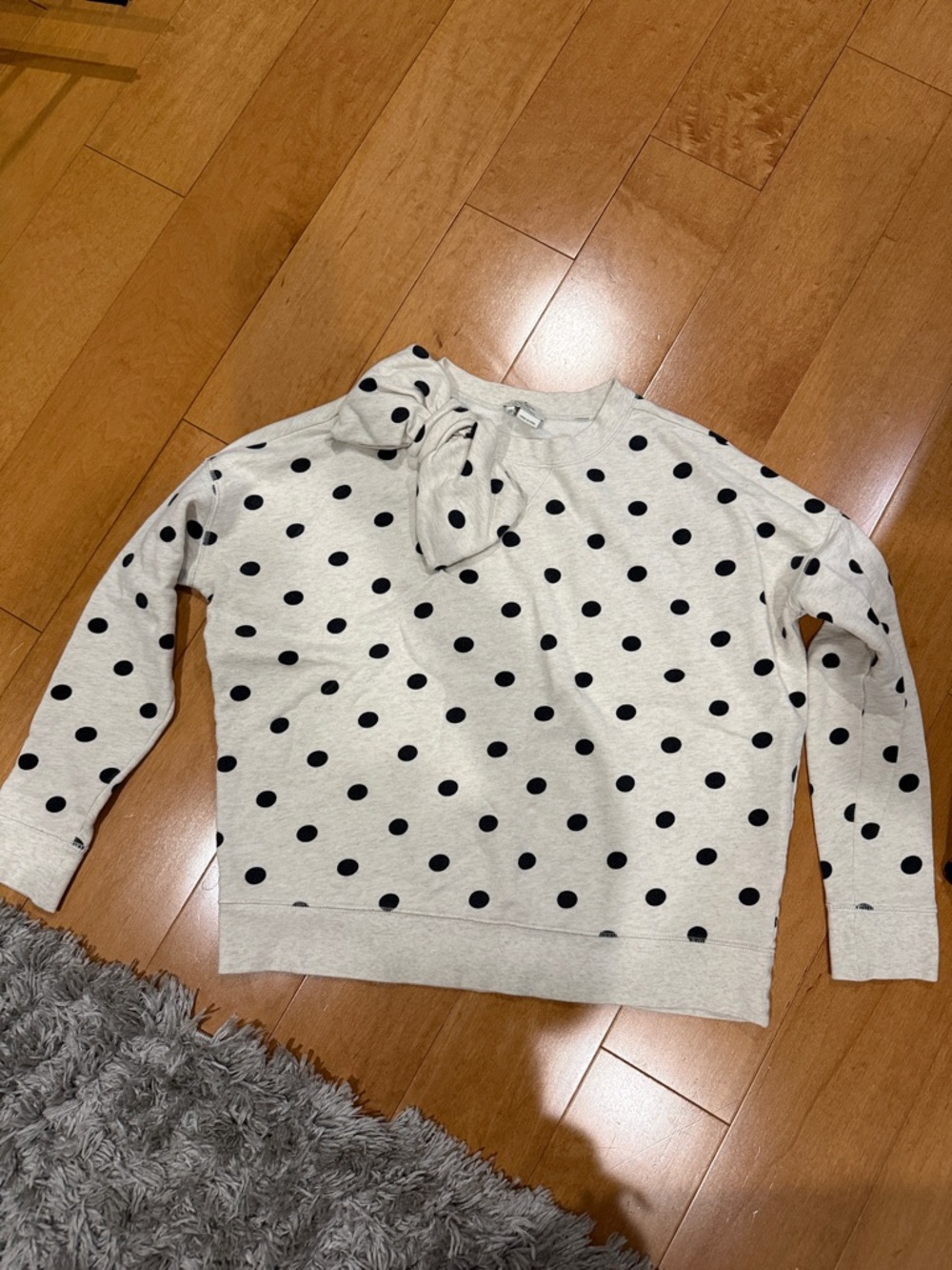 kate spade Cream and Black Polka Dot Tie-Neck Top